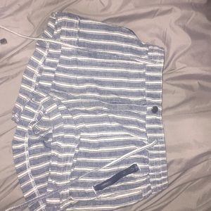 Blue and white striped shorts